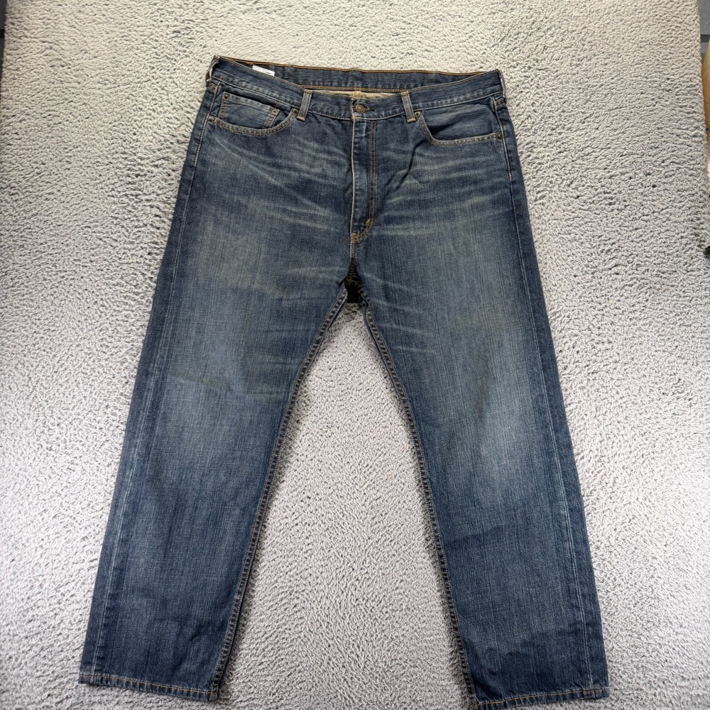 Levi's 505 Jeans Mens 40x30 Blue Cotton Denim Straight Leg Travel Workwear Faded